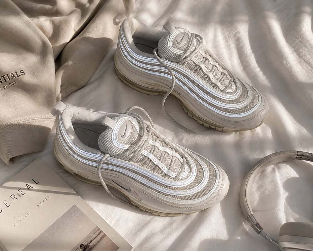Nike Air‎ Max 97 Triple Light Beige • Reflective Tech Runner Sneakers Size 12